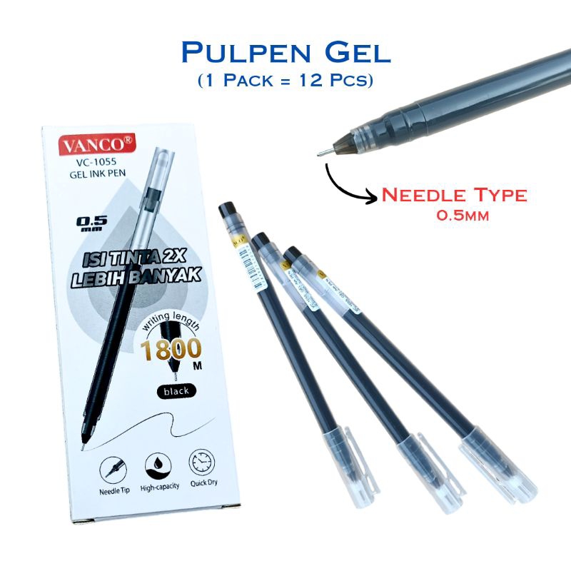 VANCO PULPEN GEL 0.5mm | Bolpoin Gel Hitam Vanco