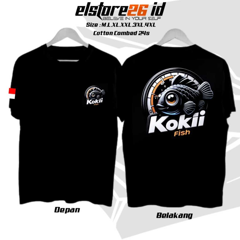 ELSTR26 TSHIRT DISTRO KOKI FISH | KAOS KATUN COMBED 24S | BAJU KEREN GAMBAR 3D | PAKAIAN PRIA & WANI