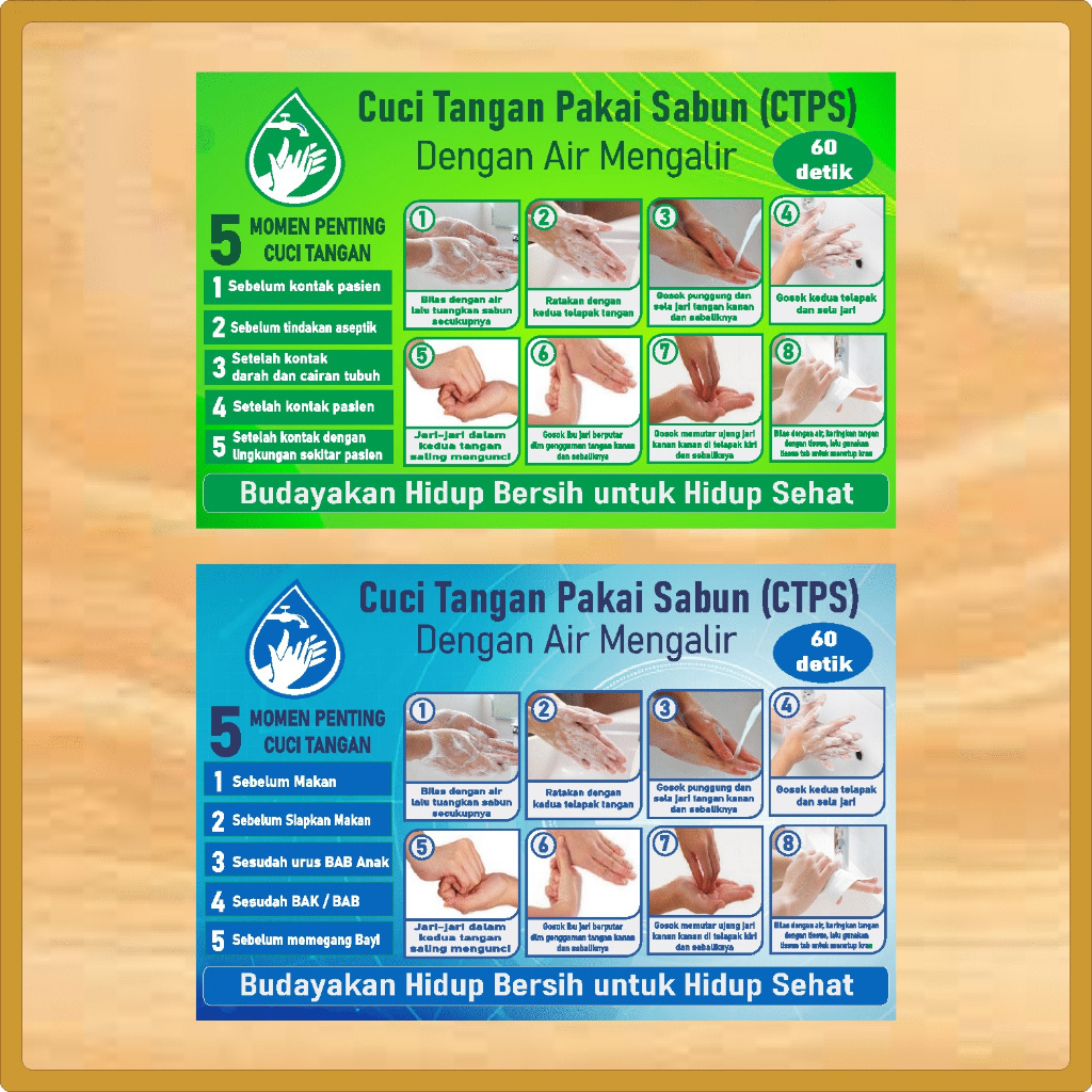 

Stiker 5 Momen Penting Cuci Tangan | Stiker Cuci Tangan Pakai Sabun ( CTPS) dgn Air Mengalir