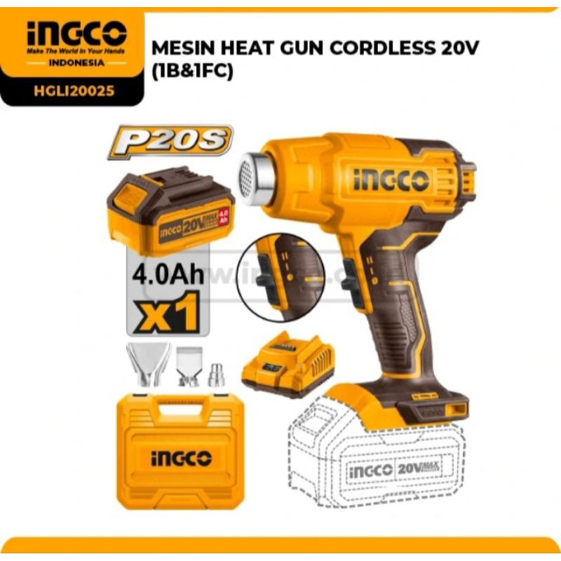 MESIN HEAT GUN CORDLESS 20V INGCO