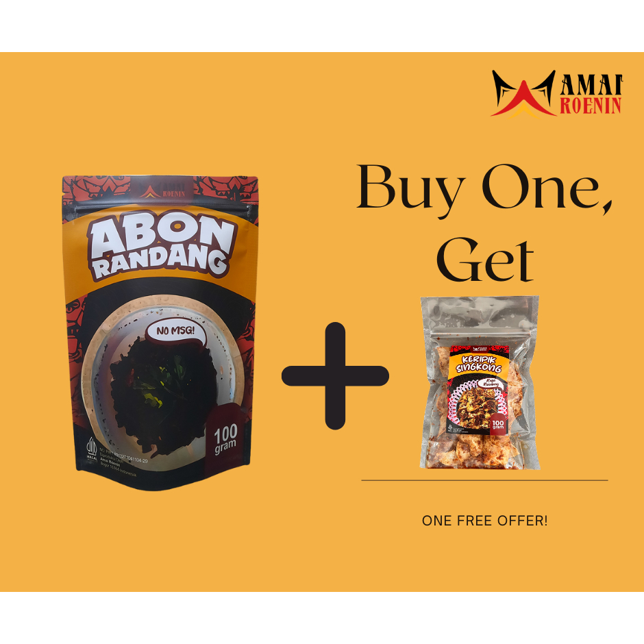 

Abon Rendang Daging Sapi Premium No MSG by Amai Roenin GRATIS Keripik Singkong Rasa Rendang 100gr / Kripik Singkong Rasa Rendang 100gr by Amai Roenin (Beli 1 gratis 1/Buy 1 get 1)