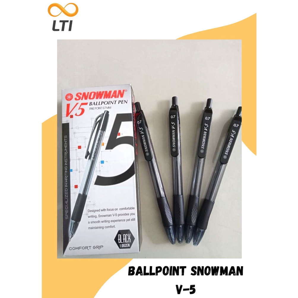 

ART T3S9 Ballpoint Pulpen Bolpen SNOWMAN V5 Semi Gel HITAM Lusin TERMURAH