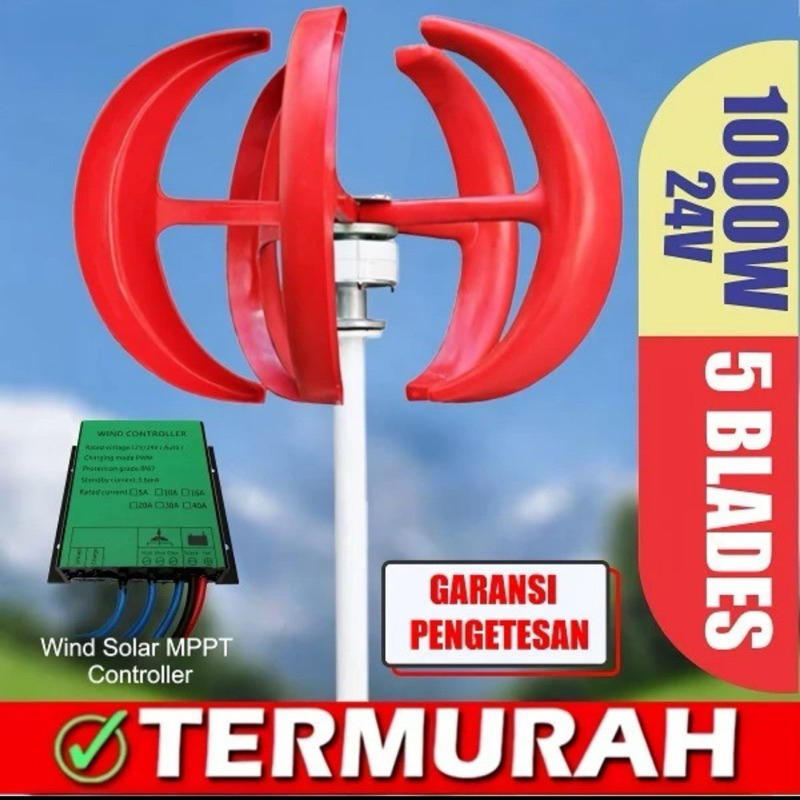 PLTB Generator Wind Turbine Vertical 300W Turbin Angin / Turbin Angin