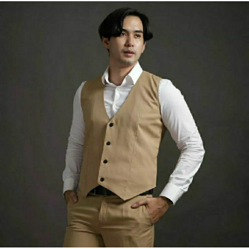 Promo Rompi Vest Formal Pria / Stelan Rompi Daleman Jas Pria / Groomsmens wedding Slim Jumbo / Jas K