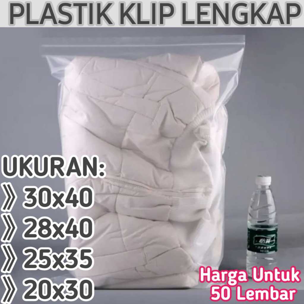 Plastik Baju Klip Bening Ziplock Transparan [ 50 Lembar ] - Plastik Packing Olshop Fashion Sepatu