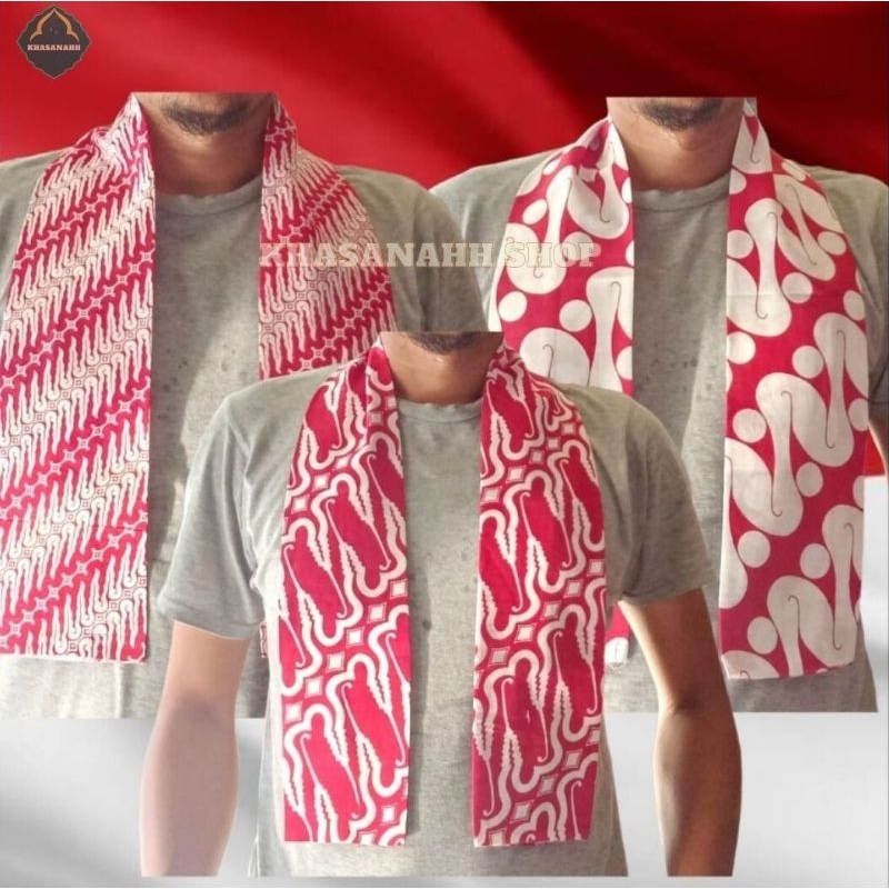 Syal Cukin Batik Merah Putih Selendang Cukin Batik Merah Putih Anak Sampai Dewasa