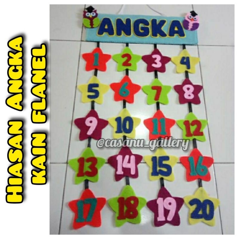 Hiasan Angka 1 sampai 20//Hiasan Kain Flanel//Dekorasi kelas//Hiasan Edukatif//Hiasan Belajar Angka/