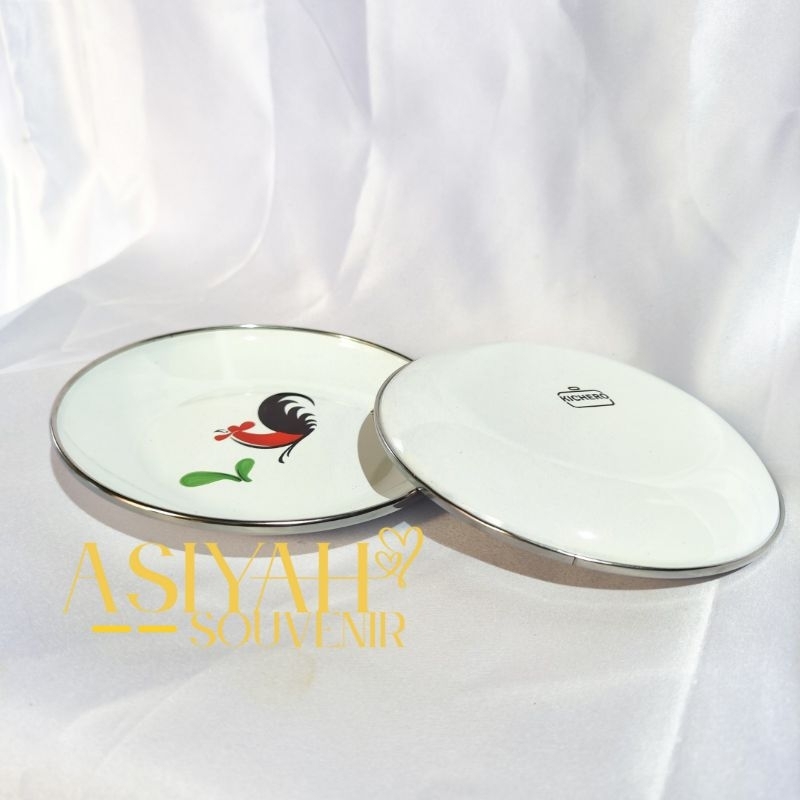 PIRING ENAMEL/BESI/ANTIK AYAM JAGO - 15cm - SATUAN ATAU GROSIR