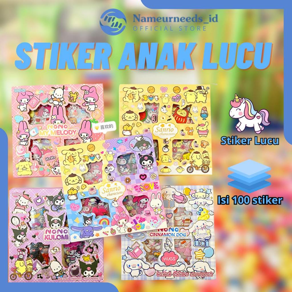 

Stiker Sanrio 2D 100 Lembar Sticker Anak Kartun Korea Lucu Anti Air