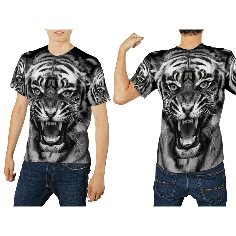 Kaos Harimau | Baju Motif Macan Terbaru | Baju Kaos Pria Harimau Lengan Panjang Fullprint