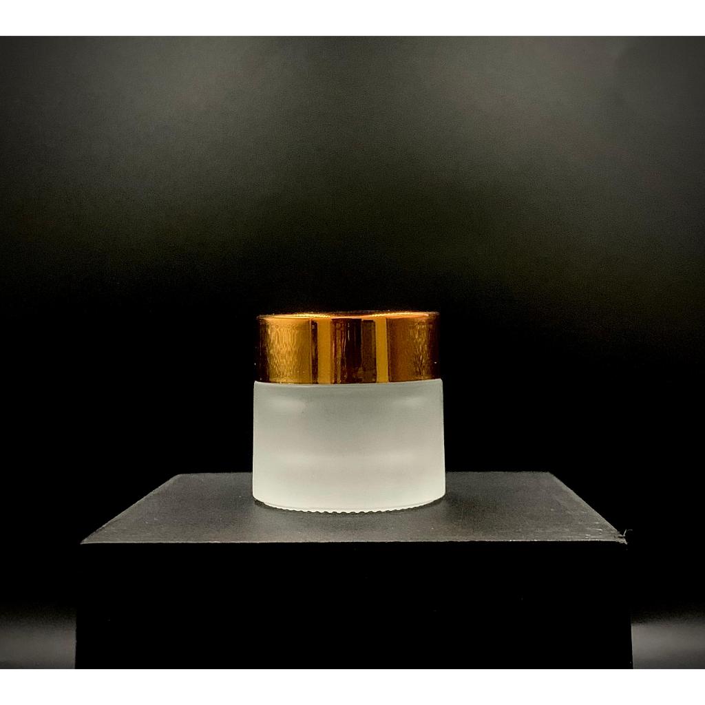 pot kosmetik kaca jar 10gr / pot cream 10gr kaca frosted tutup gold