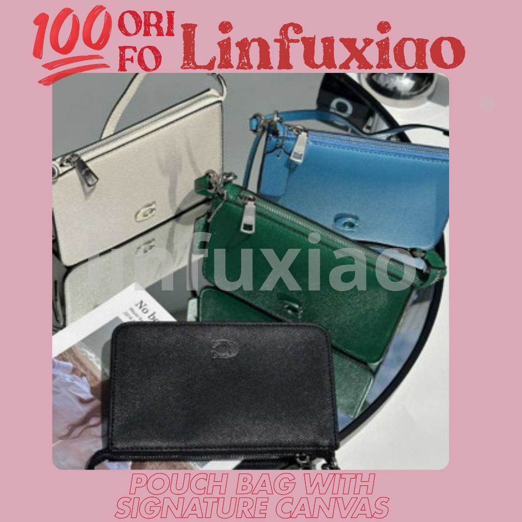 COC CJ797 pouch bag with signature canvas interior