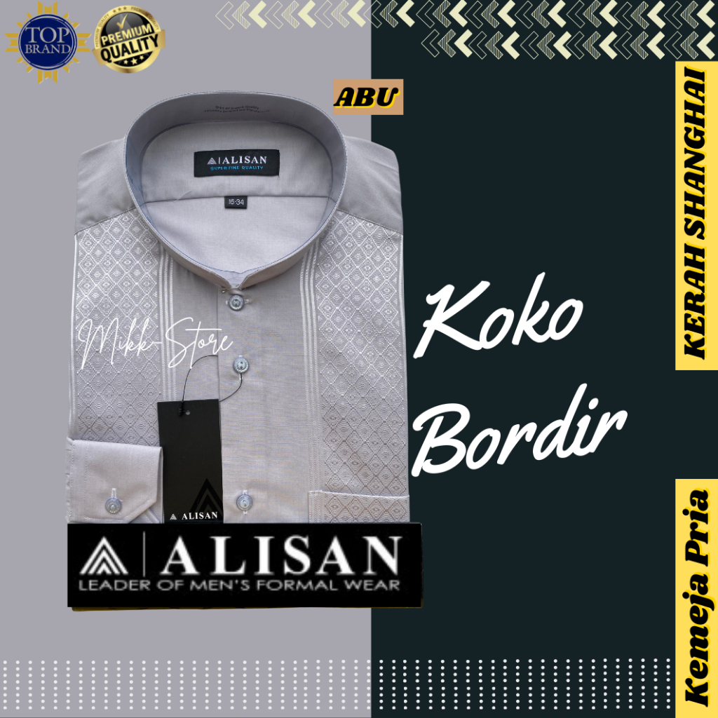 Baju KOKO "'JUMBO" ALISAN BORDIR Lengan Panjang
