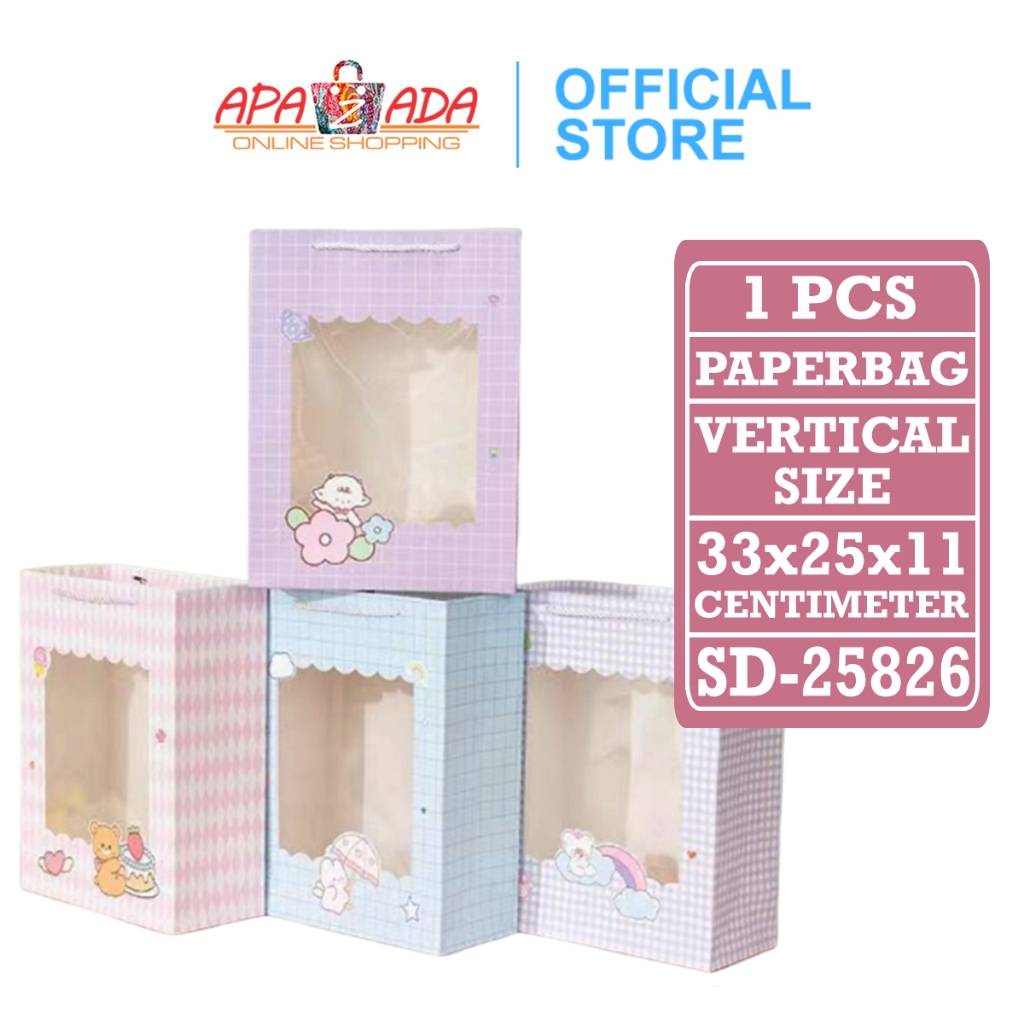 

Apazada - Paperbag Vertical + Jendela Mika Size 33x25x11.5 Cm / Kado Souvenir / Gift Bags SD-25826