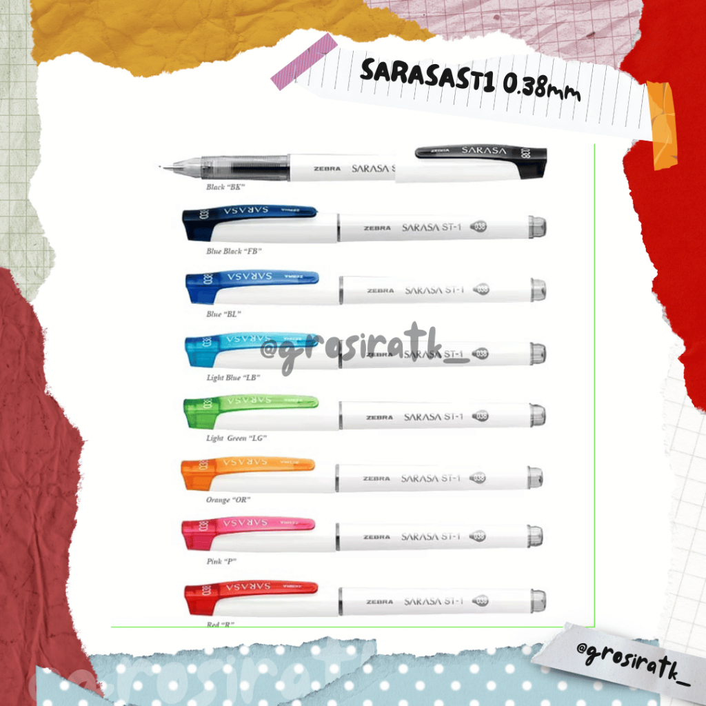 

Zebra Pulpen Sarasa ST-1 0.5mm Banyak Warna
