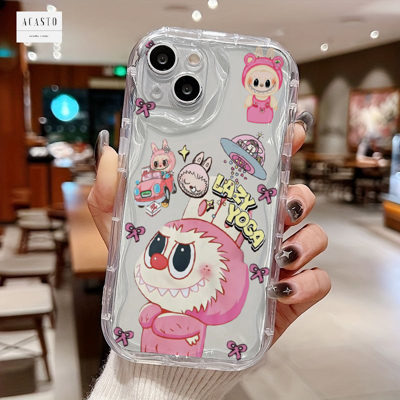 AC160 SOFTCASE MELTING PREMIUM CLEAR CASE SILIKON CEWEK LUCU MOTIF KARTUN LABUBU FOR A58 A78 A60 A74