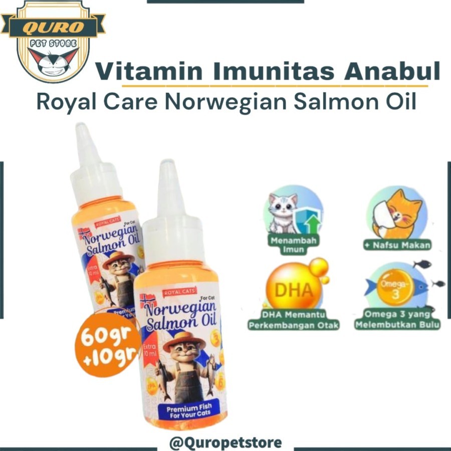 Vitamin Imunitas Kucing Anjing Royal Care Norwegian Premium Salmon Fish Oil 70 ml