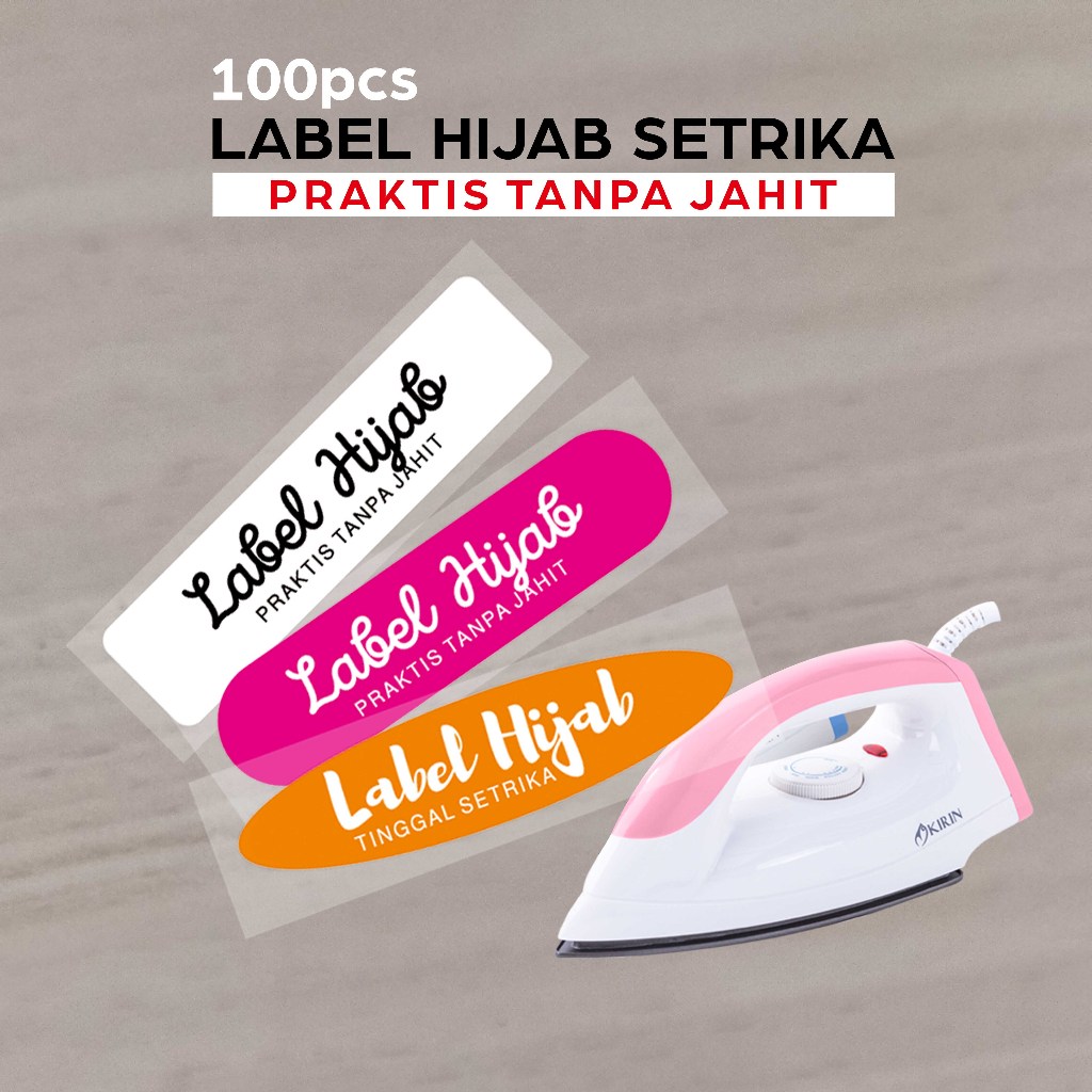 

100pcs Label Hijab Setrika / Label Tanpa Jahit / Label Setrika / Mudah Praktis Murah