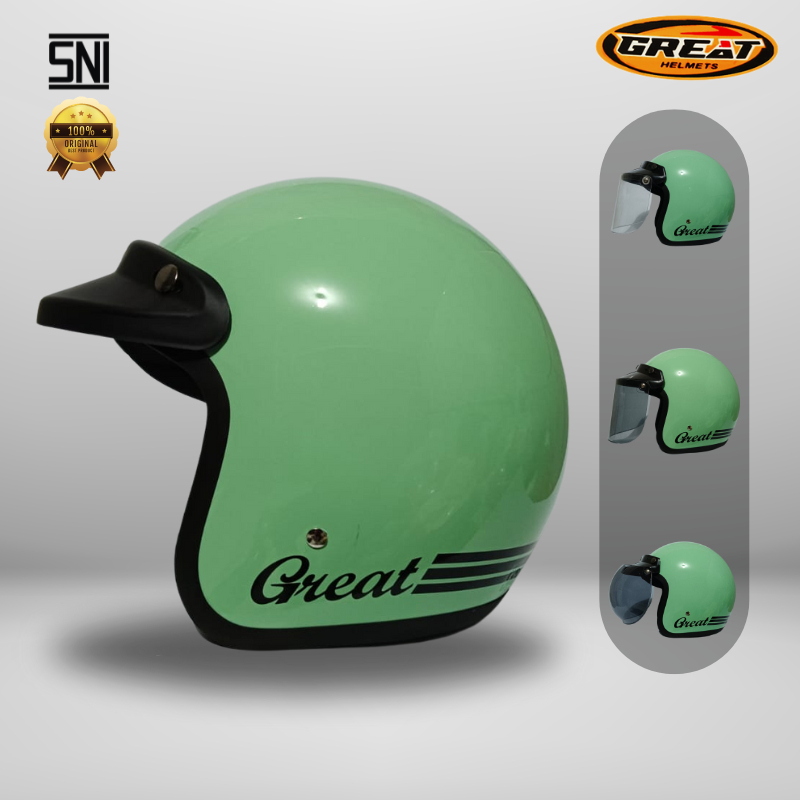 Great Helm Bogo Original Glossy Hijau Mint Pria Wanita 100% SNI G12