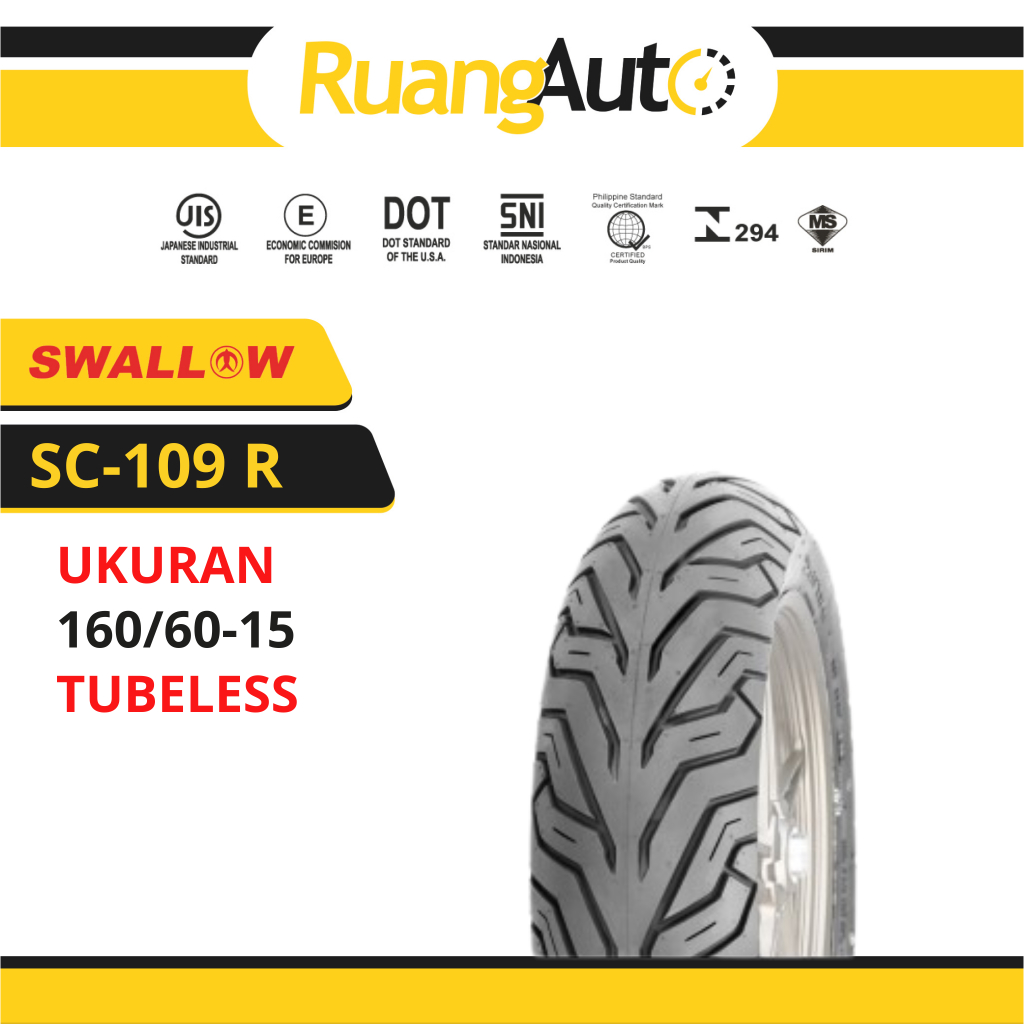BAN LUAR SEPEDA MOTOR SWALLOW SC-109 R URBAN GRIP 160/60-15 RING 15 TUBELESS