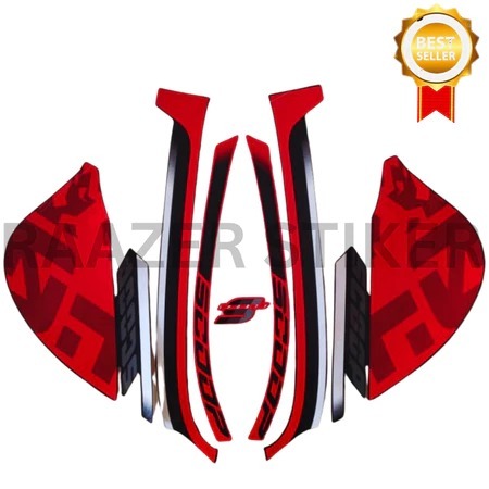 Striping Sticker Stiker Standart Scoopy Sporty 2021 Warna Hitam dan Merah