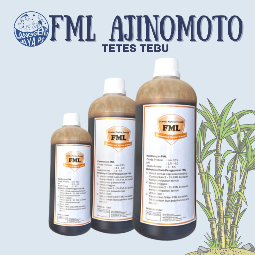 MOLASE TETES TEBU FML FERMENTASI AJINOMOTO ORIGINAL 100% TERNAK PROTEIN TINGGI