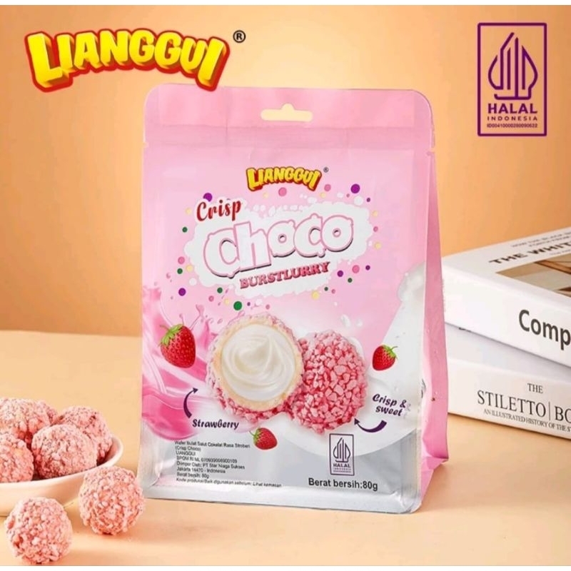 

HALAL/LIANGGUI Crisp Choco Strawbery 80g/bungkus 草莓可可酥饼