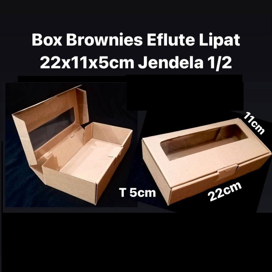 

( 10 pcs ) Kotak Dus Brownies Hampers Oleh Oleh Box Lipat Jendela Mika Ukuran 22x11x5 cm