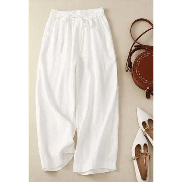 celana kulot wanita/celana kulot highwaist kulot linen rami premium/kulot linen ful karet tali serut