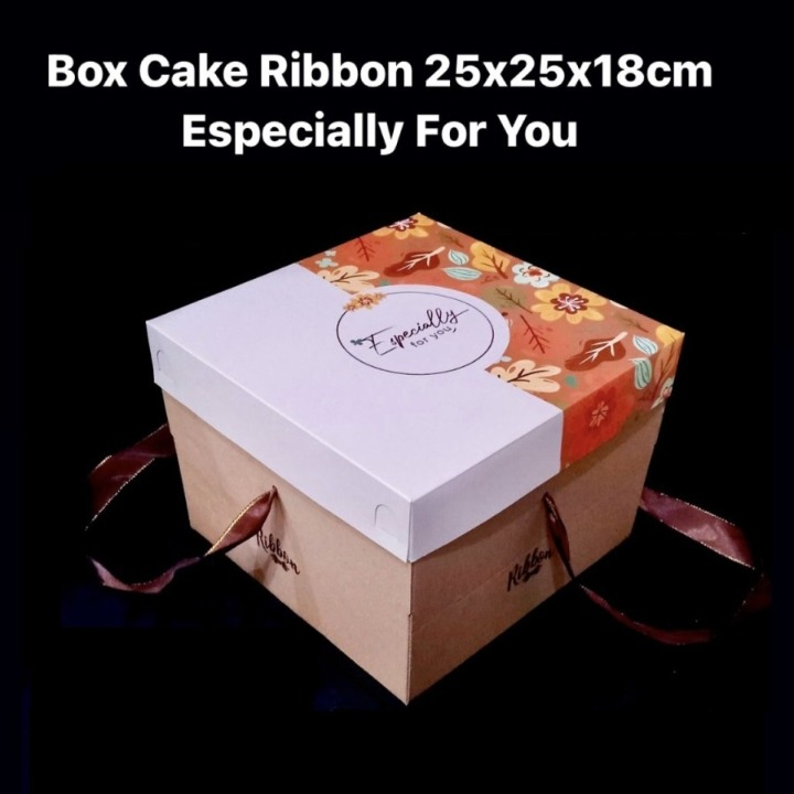

( 3 pcs ) Cake Box Riboon 25x25x18 cm Kotak Kado Dus Hampers Kue Tart Bolu Brownies