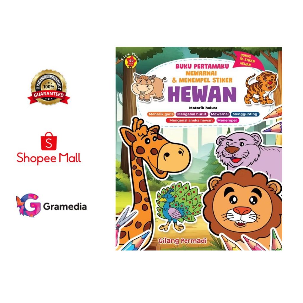 Buku Pertamaku Mewarnai & Menempel Stiker Hewan