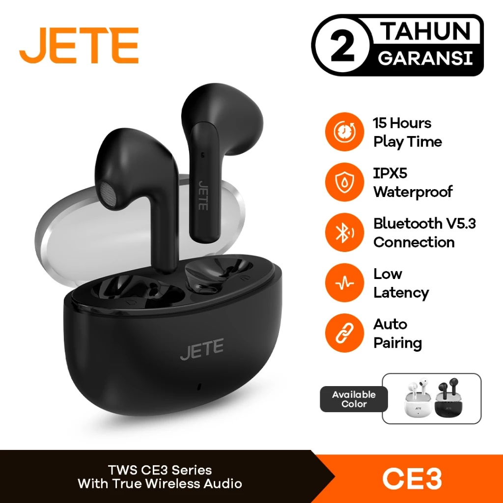 TWS EarbudsTrue Wireless Bluetooth Earphone JETE CE3 Garansi JETE 2 Tahun
