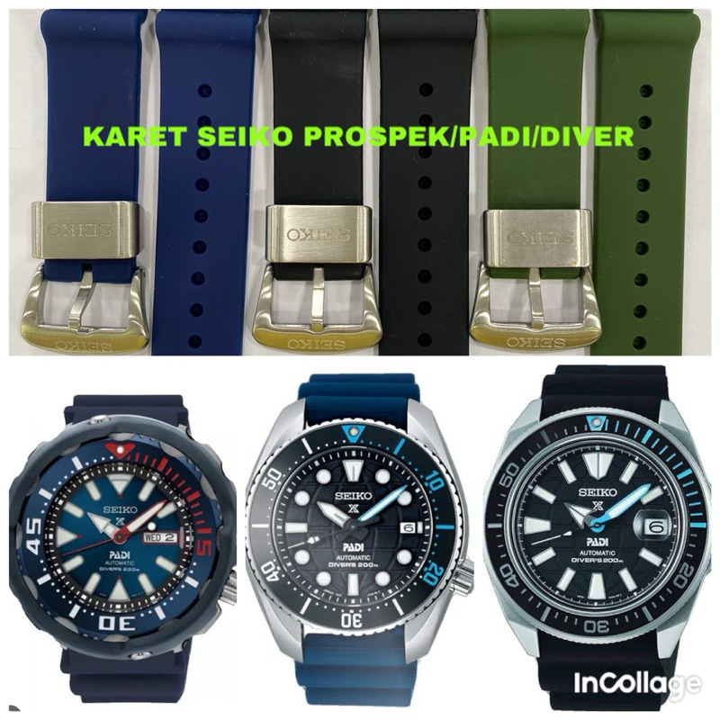 Strap/Tali jam tangan Karet Seiko Prospek/Padi/Diver All series 22mm