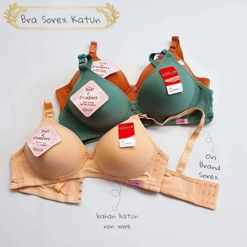 Bisa COD bra/bh merk sorex 17228 busa tipis tanpa kawat cup besar banyak warna