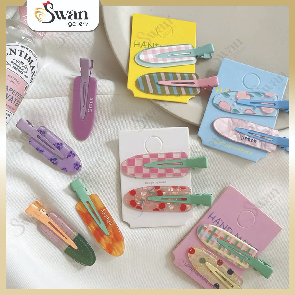 Jepit Poni Anak Dewasa Seamless Set 2 Pcs Motif Lucu Kpop Style Hair Clips Make Up Aksesoris Aesthet