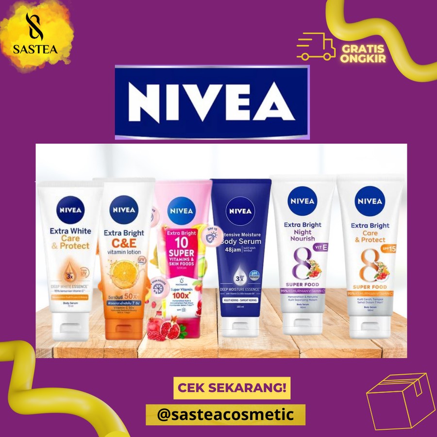 NIVEA Body Serum Extra White | Night | Repair Care Protect | Radiant | Glow | Hijab 180ml | Care and