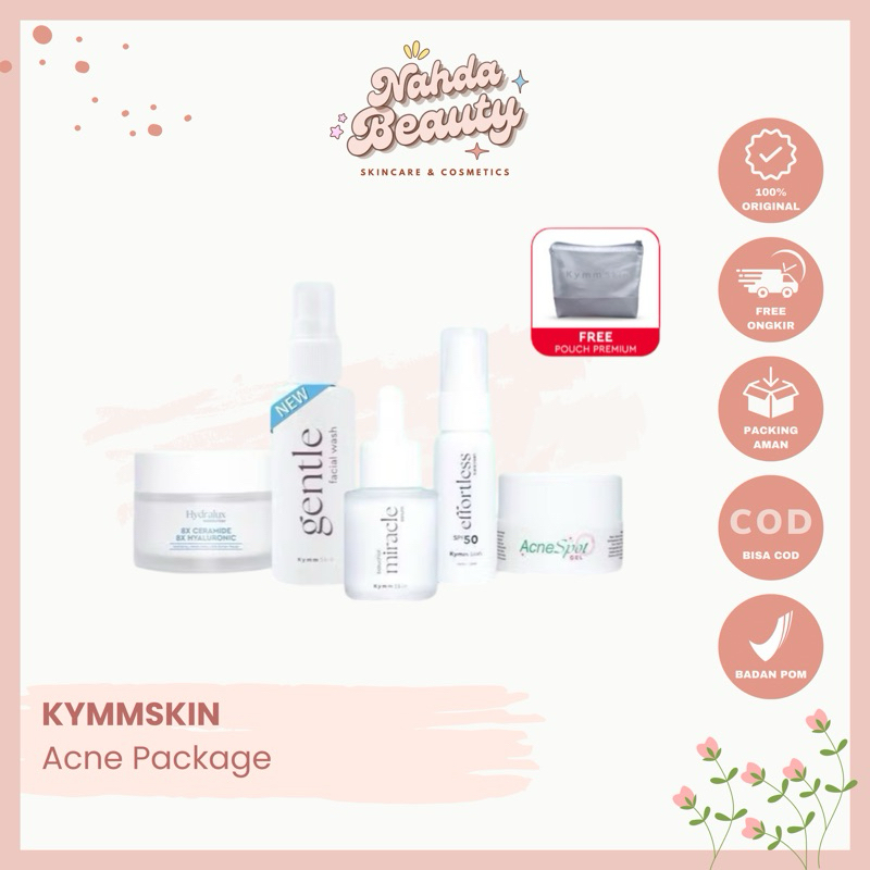 KYMM SKIN Anti Acne [Free Pouch, Face Wash, Bakuchiol Serum 20ml, Effortless Sunscreen 20ml, Hydralu