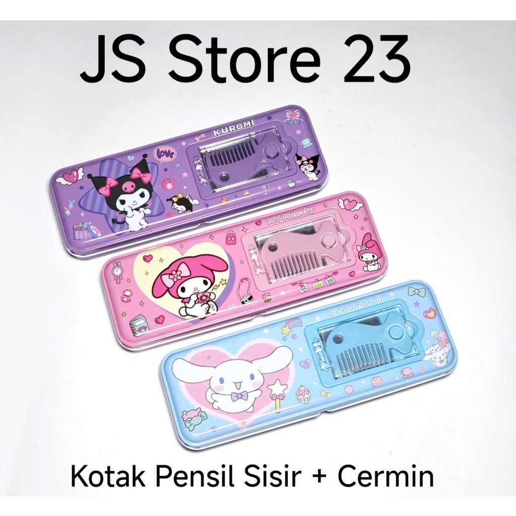 

Tempat Kotak Pensil Dengan Sisir dan Cermin Karakter Sanrio Kuromi CinnamoRoll Melody / Tepak Pensil Sisir dan cermin karakter sanrio anak perempuan