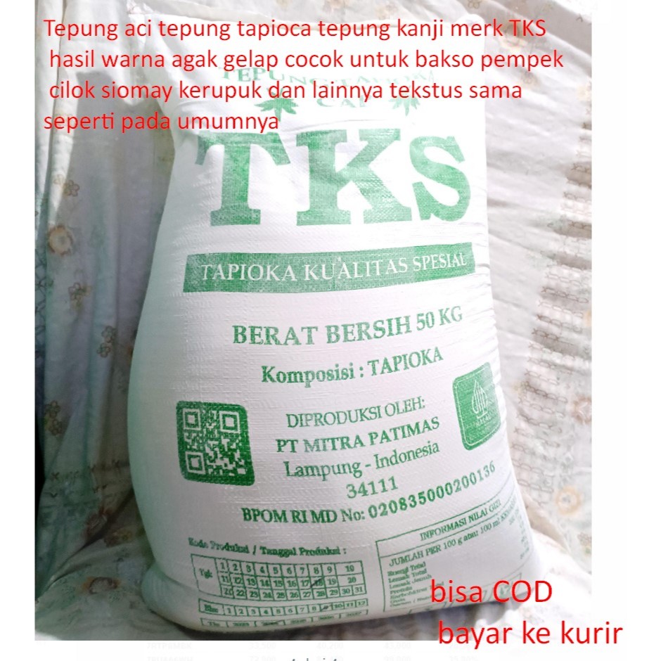 

Tepung aci tepung tapioca tepung kanji merk TKS hasil warna agak gelap cocok untuk bakso pempek cilok siomay kerupuk dan lainnya tekstus sama seperti pada umumnya