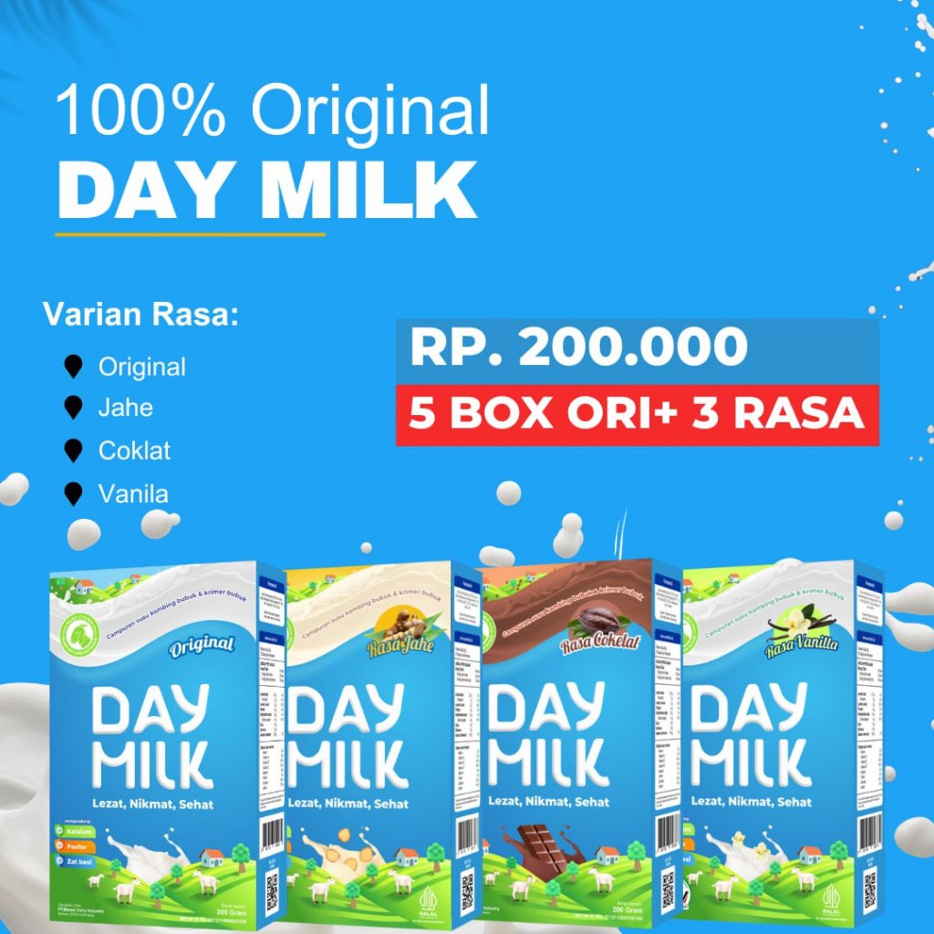 

DAYMILK Rasa Original & Rasa-rasa Atasi pernafasan & Persendian - 4 Box ori & 4 box Rasa-rasa