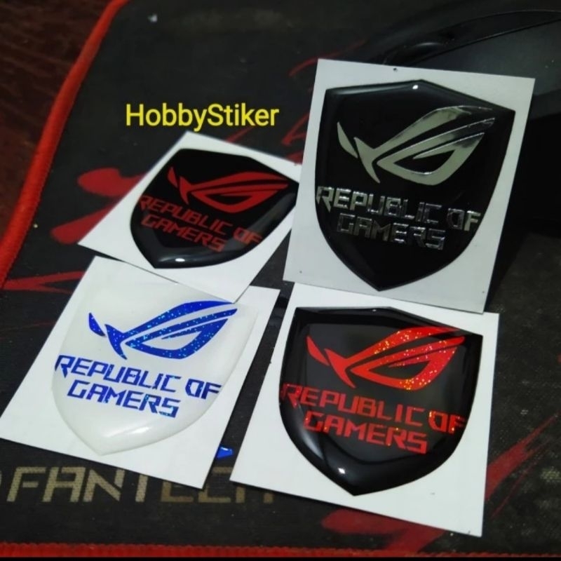 Stiker emblem ROG republic of gamer timbul untuk pc laptop