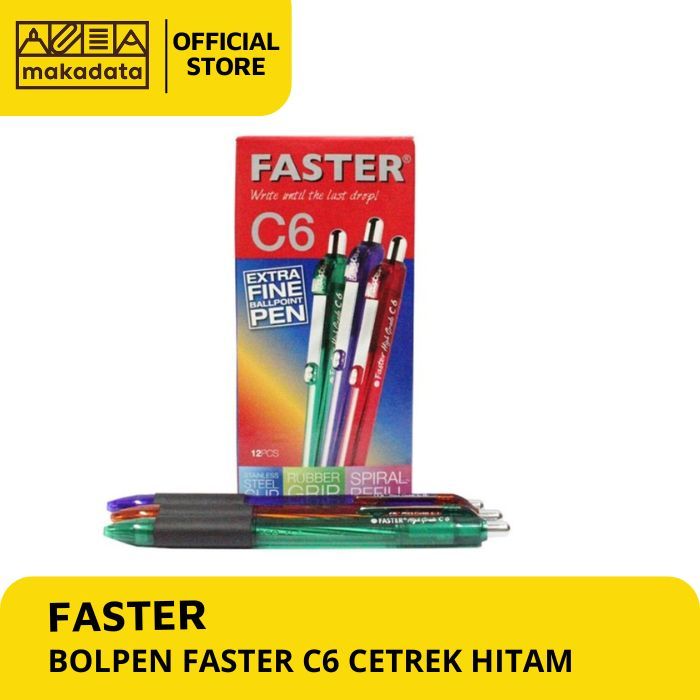 

PULPEN / BOLPEN FASTER C6 CETREK HITAM (1 PCS) MURAH