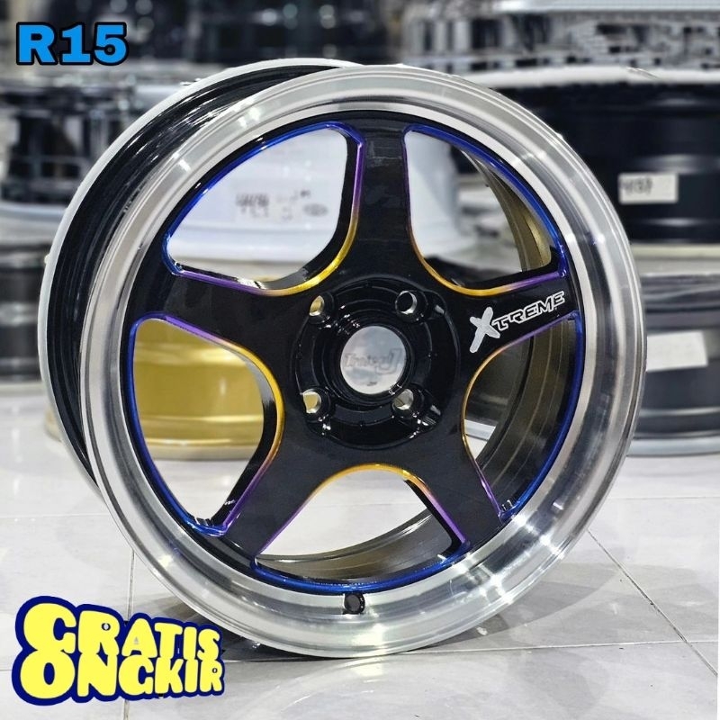 BONUS PENTIL velg mobil ring 15 SAMLONG XTREME LEBAR 6,5 ET 40 velg mobil racing import R15 velg mob