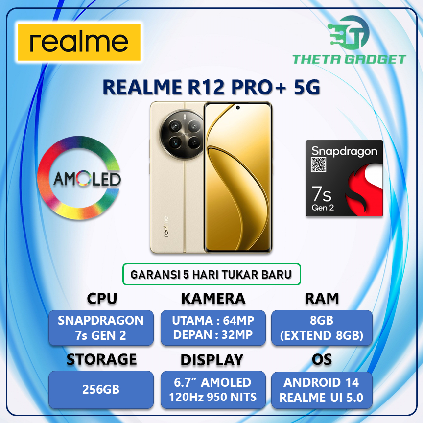 HP Realme 12 + 5G 8GB+256GB Garansi Resmi Indonesia