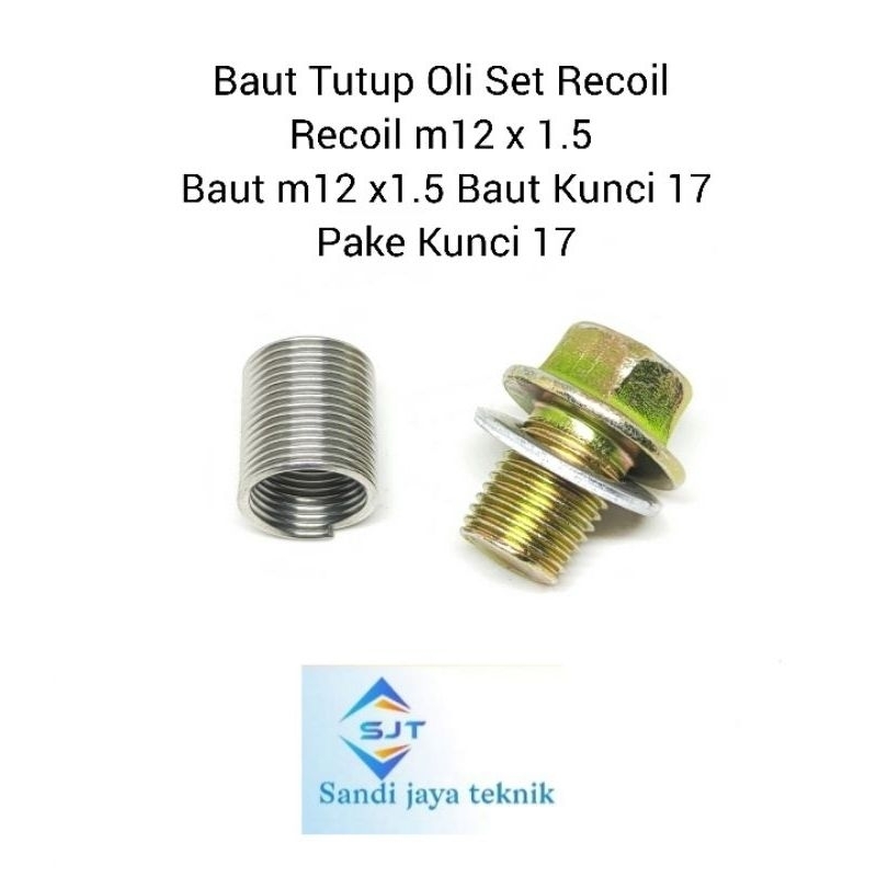 Baut Tutup Oli Set Recoil m12x1.5 Set Baut m12 x 1.5 Baut Kunci 17 Drat kasar