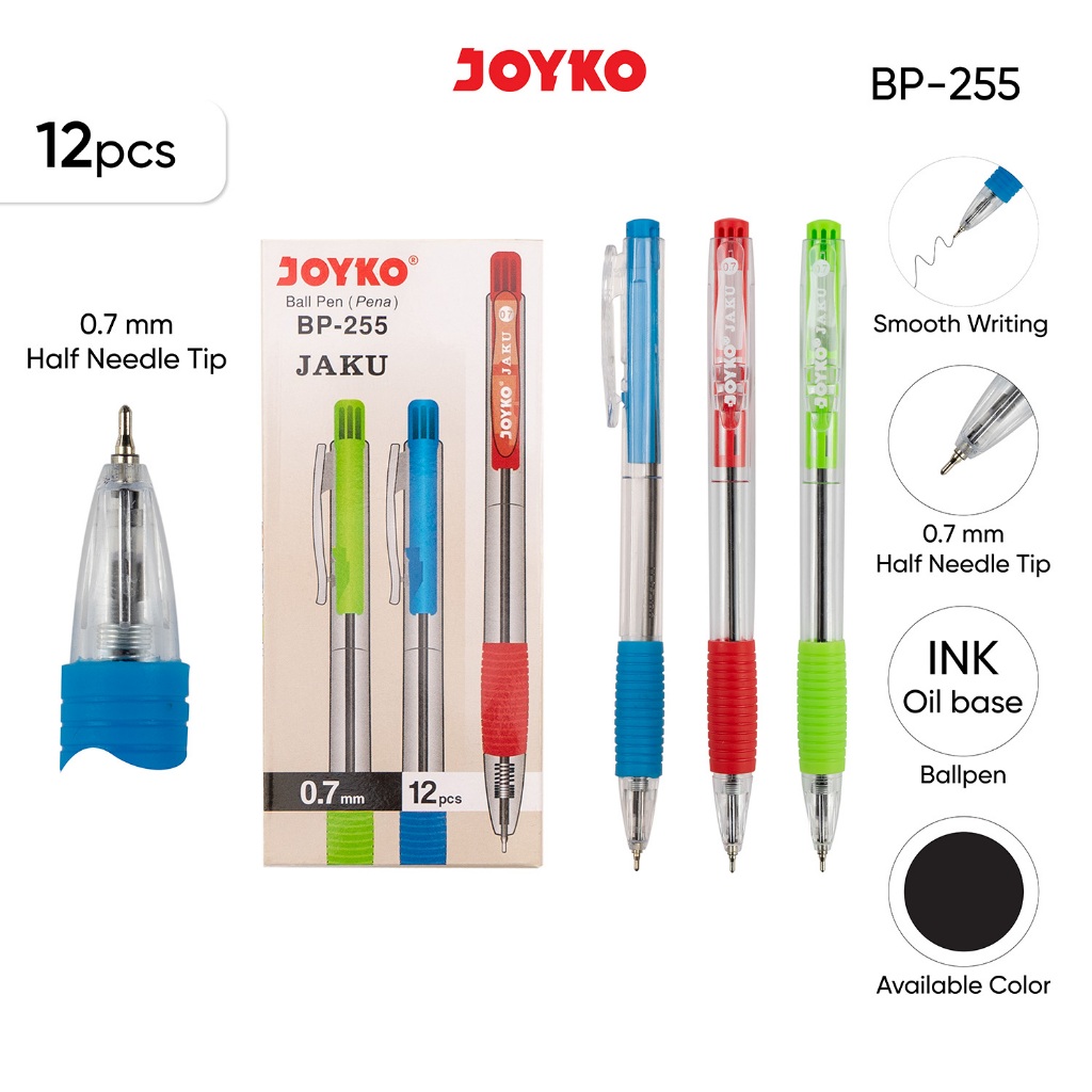 

Ball Pen Pulpen Pena Joyko BP-255 Jaku 0.7 mm 1 Box 12 Pcs