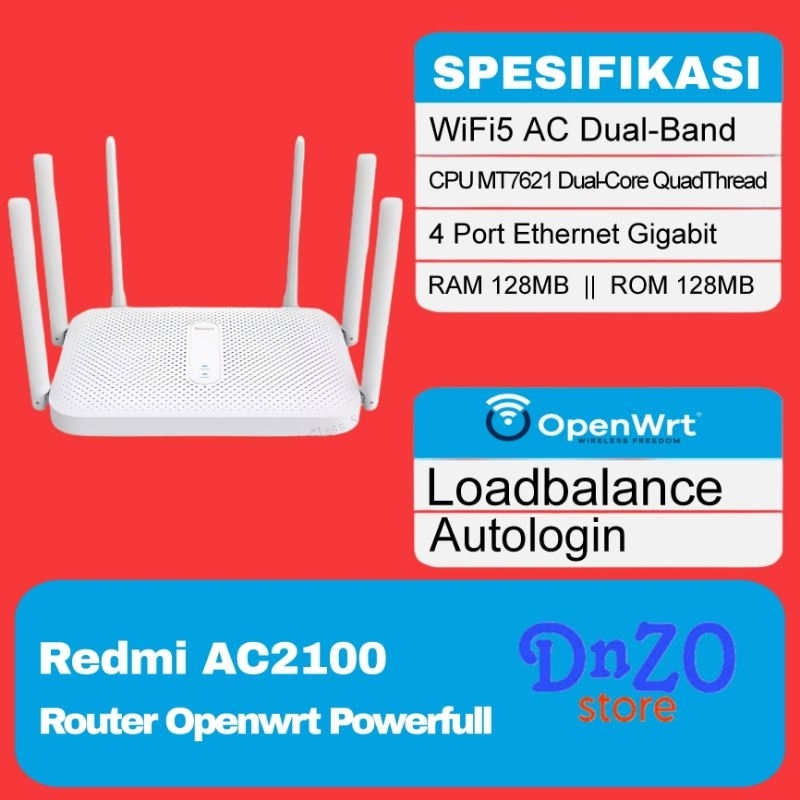 Xiaomi Redmi AC2100 Openwrt Wifi5 AC Dual-Band loadbalance autologin wms wifi.id seamless router Dua