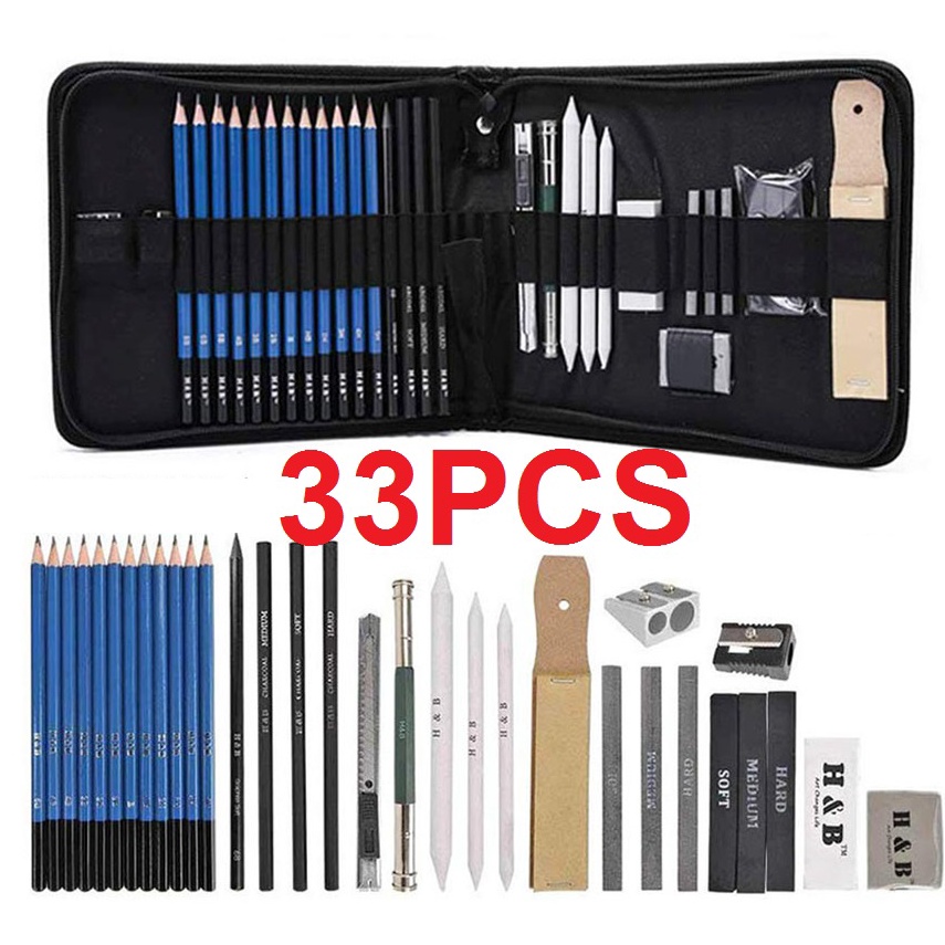

ART I7K9 33PCSSet Sketch Pensil Pisau Penghapus dan Pensil Gambar untuk Keperluan Sekolah Pencil Drawing Set
