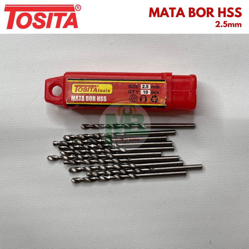 TOSITA Mata Bor Besi HSS Drill Ukuran 2mm 2,5mm (HARGA PER PCS)