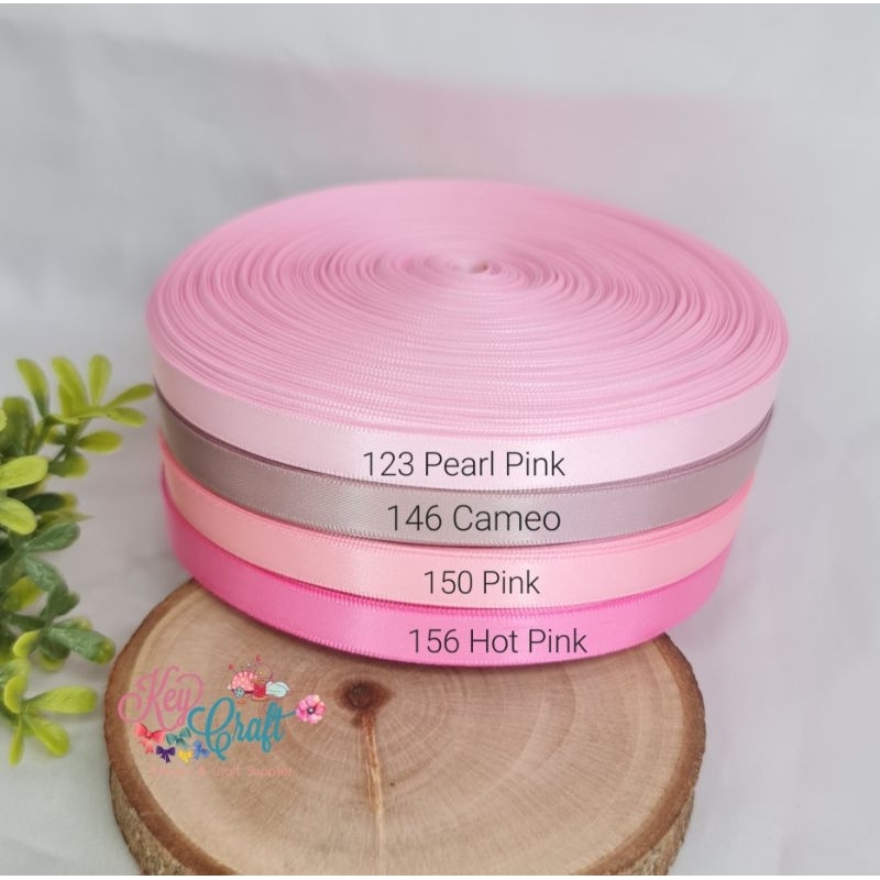 

(5yard)-Pita Satin import double side size 0,9cm gradiasi pink